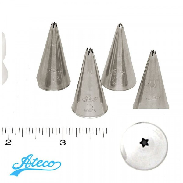 Кондитерская насадка открытая звезда №13, 14, 15, 262 Ateco | 5 лучей мини размер