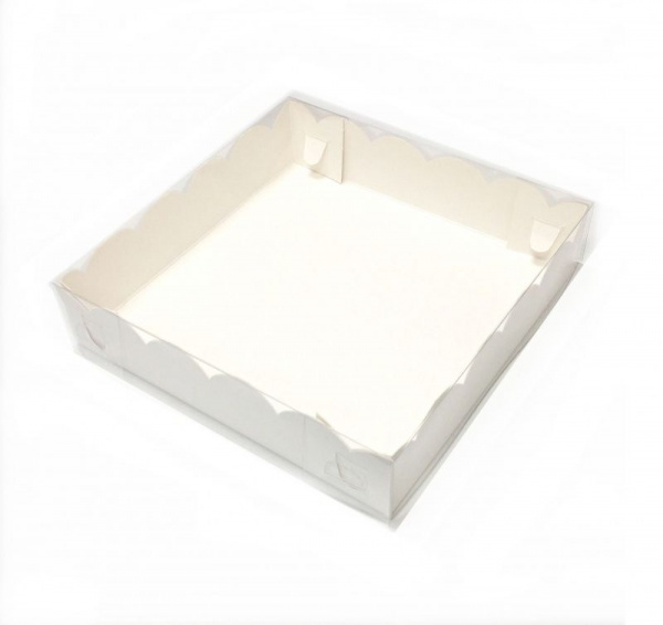 Коробка с прозрачной крышкой 15•15•3 см Белая (мини, крышка+дно) упак. 5-25 шт