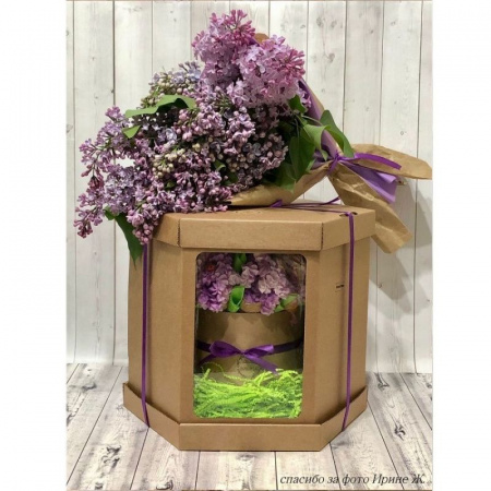 Коробка с окошками 20*20*20 см КРАФТ (Шесть граней, мгк, 3 части)