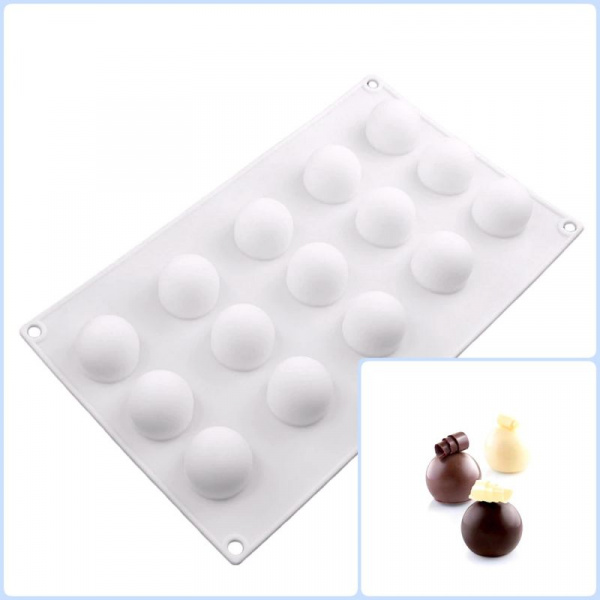 Силиконовая форма 3D для муссовых десертов | Трюфель 15 ячеек
