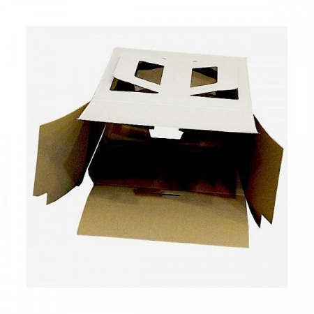 Коробка для торта 30•30•19 см Белая (ручки/окно, самосборная) | упак. 5-25 шт