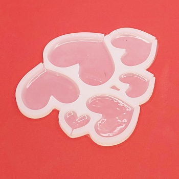 Силиконовая форма для карамели-шоколада-мастики 6 фигур - Сердце 35-75 мм