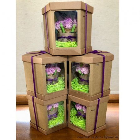 Коробка с окошками 20*20*20 см КРАФТ (Шесть граней, мгк, 3 части)